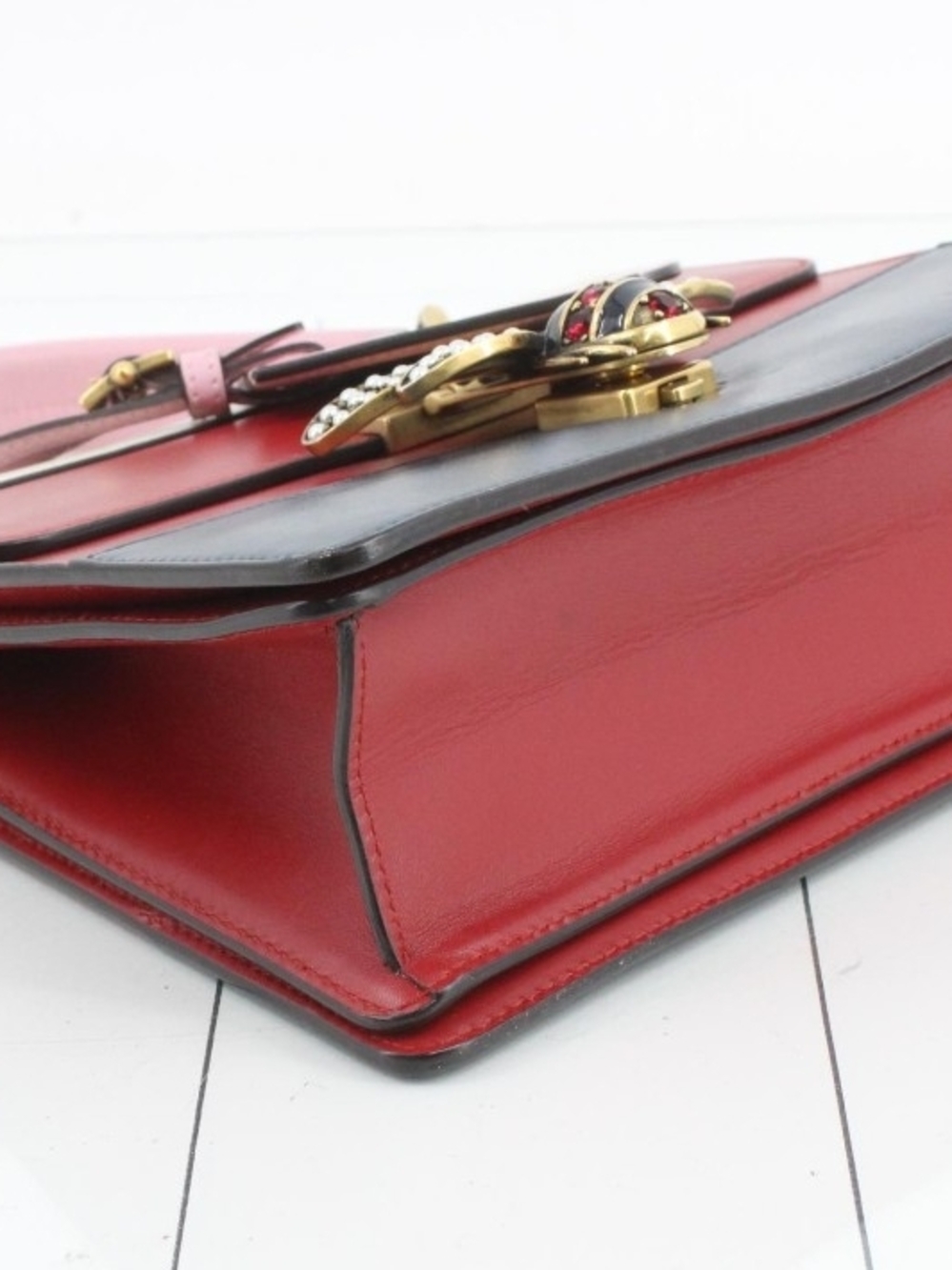 Gucci Queen Margaret Leather Handbag Shoulder Bag Blue Red Color White - Picture 4 of 5